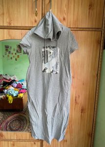 Casual Grey Hoodie Dress