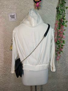 White Hooded Zip-Up Jacket