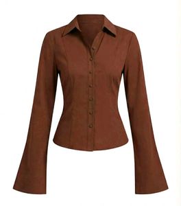 Chic Brown Bell Sleeve Shirt