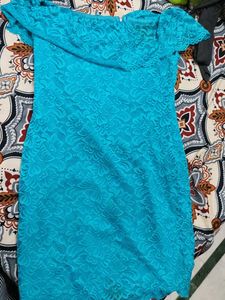 Beautiful Blue Lace Off-Shoulder Dress