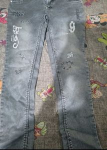 Stylish Grey Jeans with Embellishments