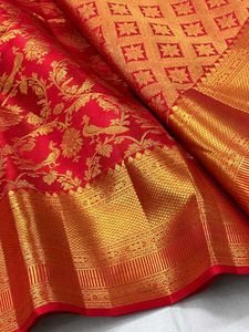 Banarasi Soft silk sarees Red Festive