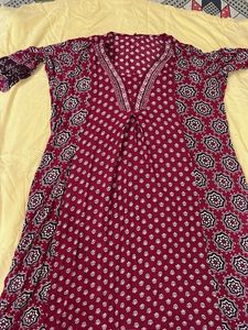 Maroon Printed Kurta 3xl