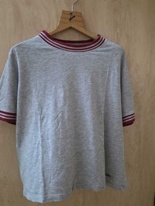 Grey Striped Collar T-Shirt