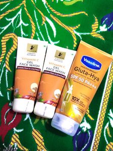 combo of 3 Pilgrim Vitamin C Face Wash &amp; Vaseline