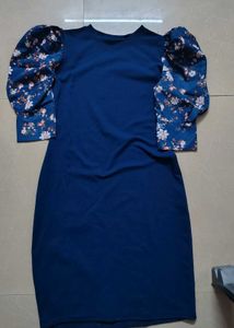Teal Puff Sleeve Dress