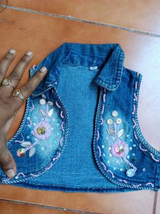 Embellished Denim Vest
