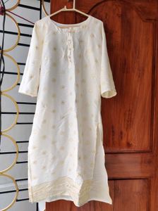 Floral Print Cream Kurta