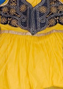Vibrant Yellow Embroidered Kids Frock