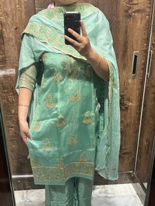 Elegant Mint Green Embroidered Kurta Set