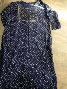 Stylish Navy Bandhani Print Kurta