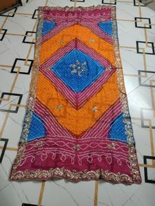 Vibrant  heavy bandhani Dupatta with gota patti