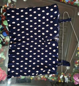 Navy Polka Dot Smocked Mini Dress