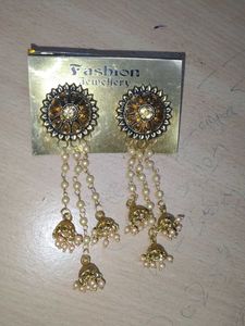 Ethnic Jhumka Earrings golden latkan jhumki