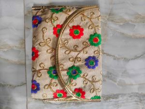 Floral Embroidered Pouch