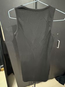 Black Sleeveless Mini Dress with Side Stripes