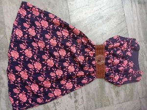 Floral Print Sleeveless Dress with Belt