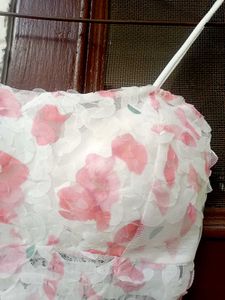 Padded  White Floral Crop Top