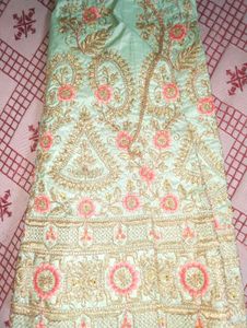 Elegant Mint Green Embroidered Lehenga Skirt