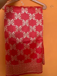 Vibrant Red Banarasi Silk Saree