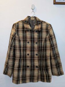 Tweed Plaid Double-Breasted Jacket