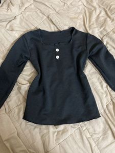 Chic Square Neck Long Sleeve Top