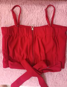 Red Cropped Camisole Top