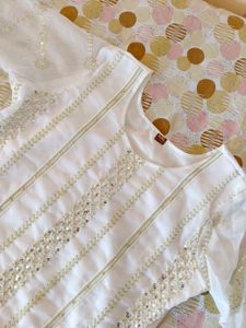 Moon White Color Georgette Sequence Kurta Set