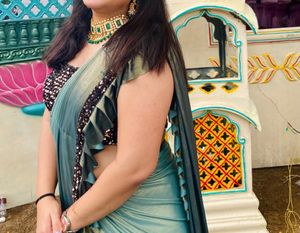 Ready To Wear Saree (Metallic green)