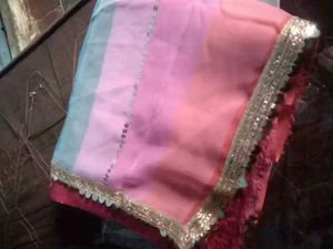 Trendy Multicolor Striped Georgette Saree