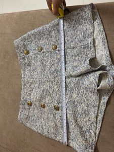Zara Chic Tweed Textured Shorts