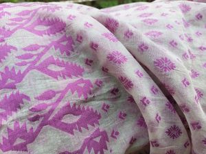 Magenta on white jamdani saree