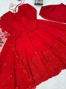 Stunning Red Embroidered Kurta Set with Dupatta