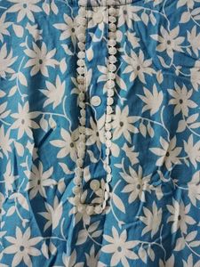 124.Blue Floral Print Kurta set