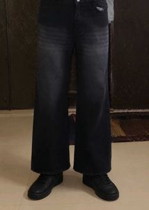 Stylish Black Wash Wide Leg Jeans
