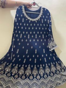 Elegant Navy Blue Embroidered Kurti
