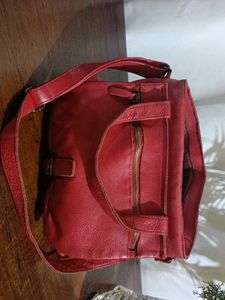 Chic Red Leather Handbag
