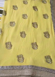 Elegant Yellow Embroidered Saree