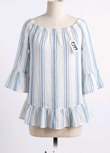 Off-Shoulder Striped Ruffle Top
