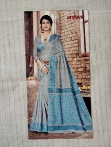 Elegant Grey &amp; Blue Saree