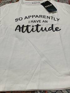 SHEIN White "Attitude" Graphic T-Shirt