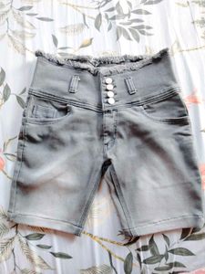 Gray High-Waisted Shorts