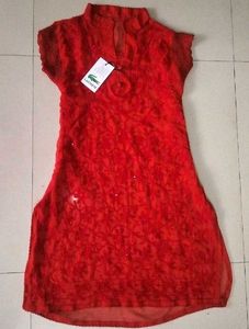 Red Embroidered Kurta
