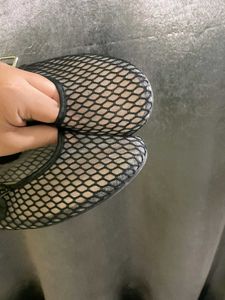 Black Mesh Ballet Flats with Buckle