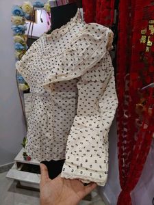 Chic Cream Polka Dot top