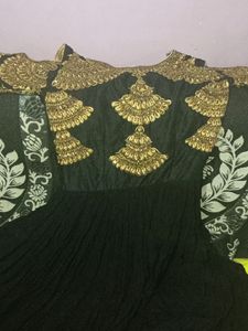 Embroidered Black &amp; Gold Party Dress