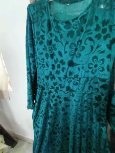 Teal Velvet Floral Gown