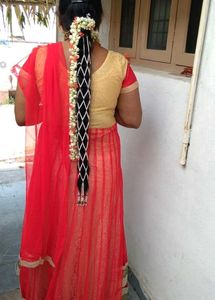 Red &amp; Gold Embellished Anarkali