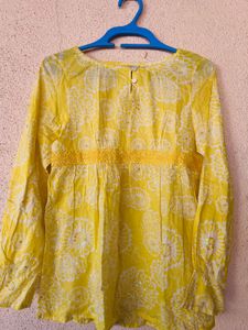 Vibrant Yellow Floral Print Kurta
