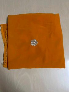 Vibrant Orange Saree with Embellishments